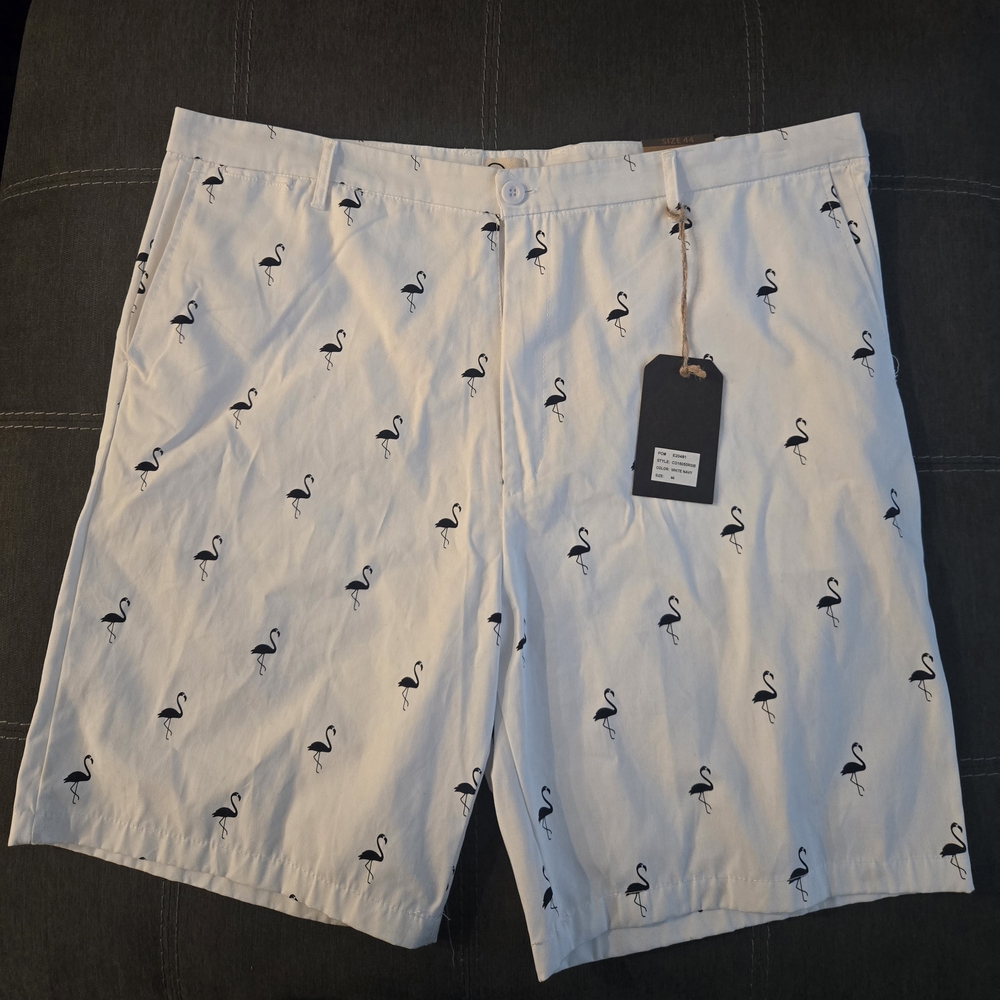 Stylish White Flamingo Board Shorts